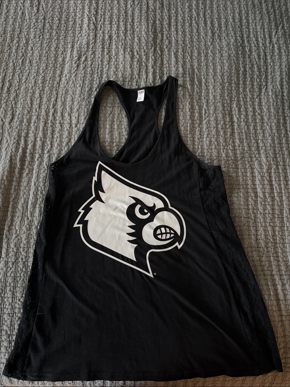 University of Louisville Black Women's Racerback Tank with White Cardinal Logo